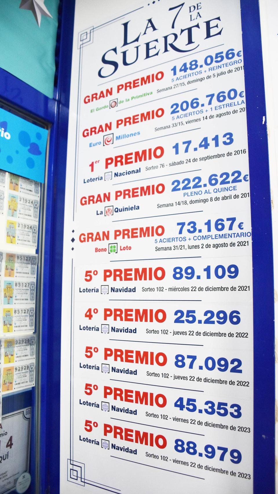 Alguno de los grandes premios repartidos por ‘La Siete de la Suerte’ en Valladolid.