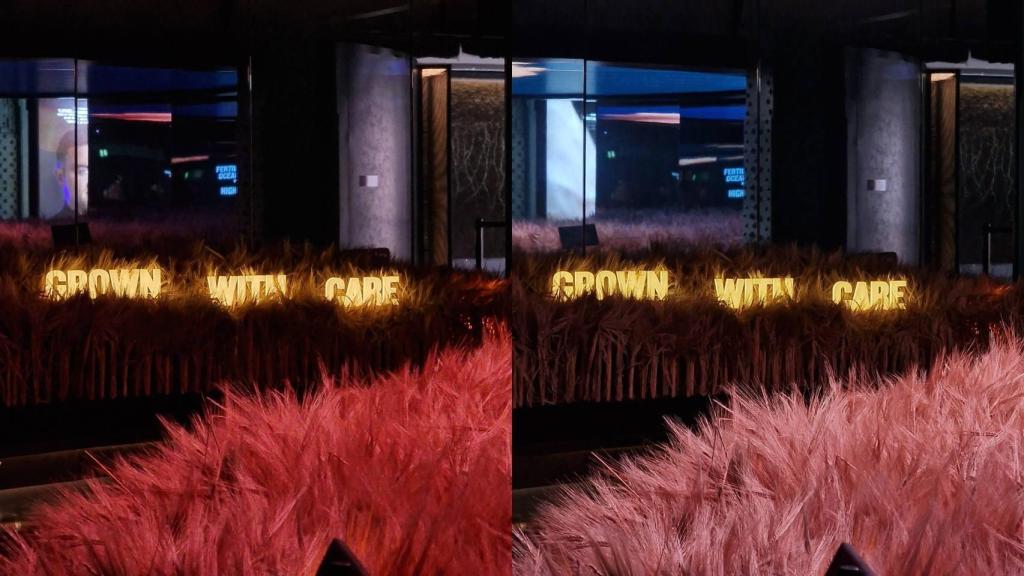 Foto sin y con modo noche