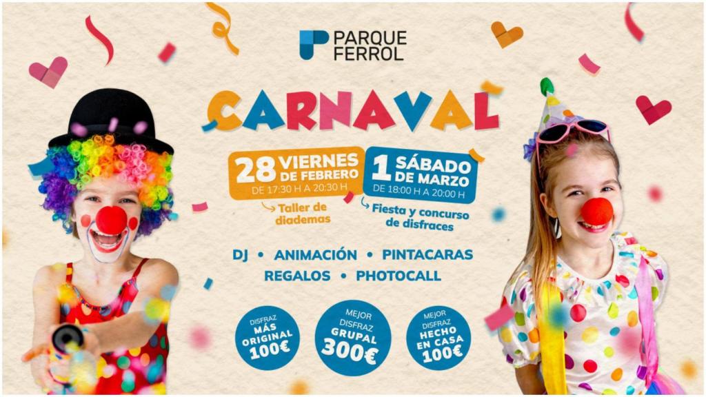 Cartel del evento de carnaval del Centro Comercial Parque Ferrol