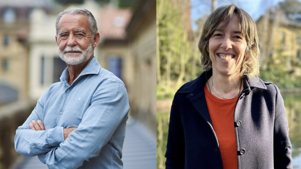 A la izquierda, el concejal del PP Jorge Mota, cuyo hermano fue asesinado por ETA en 1990; a la derecha Sandra Barrenechea, nueva edil de Bildu, quien fue condenada por formar parte de EKIN.