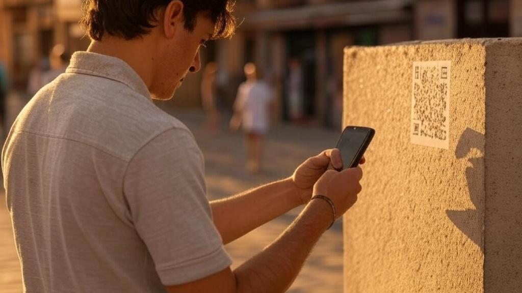 Hombre escaneando un QR.