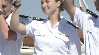 La princesa Leonor, a su llegada a Salvador de Bahía, en Brasil, el 14 de febrero de 2025.