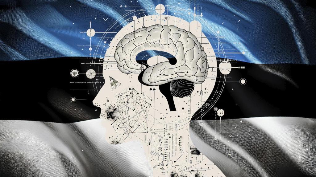 Bandera de Estonia en un fotomontaje.