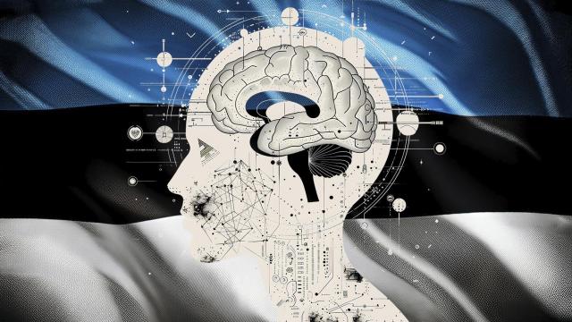 Bandera de Estonia en un fotomontaje.