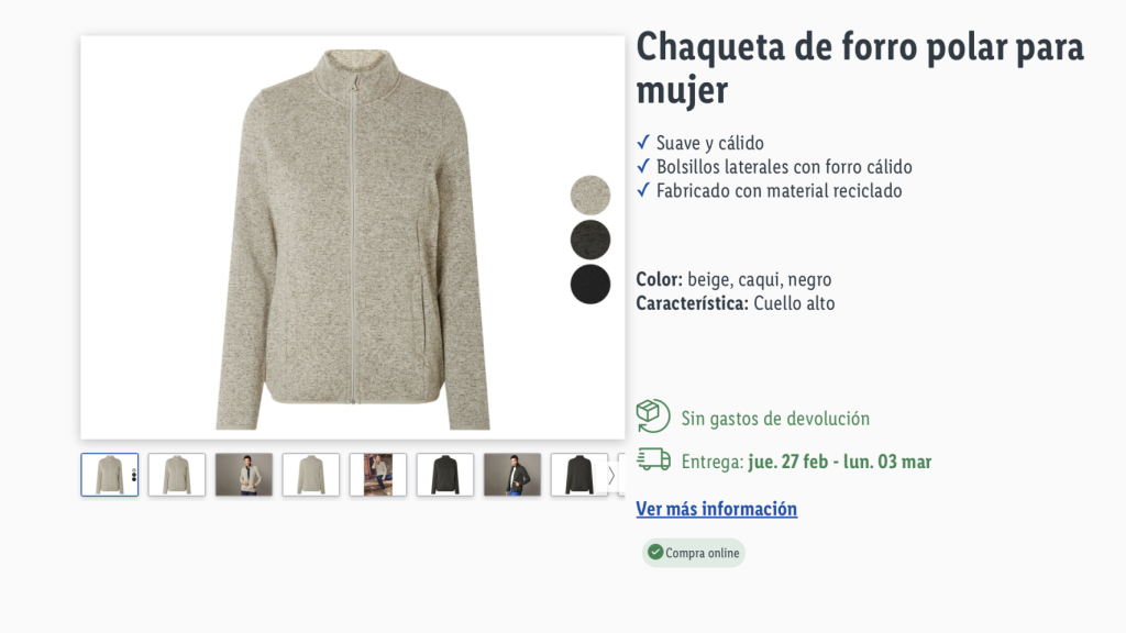 Chaqueta de forro polar para mujer.