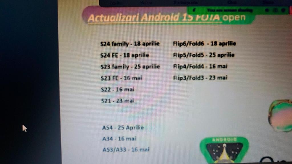 La imagen compartida con el calendario de actualizaciones