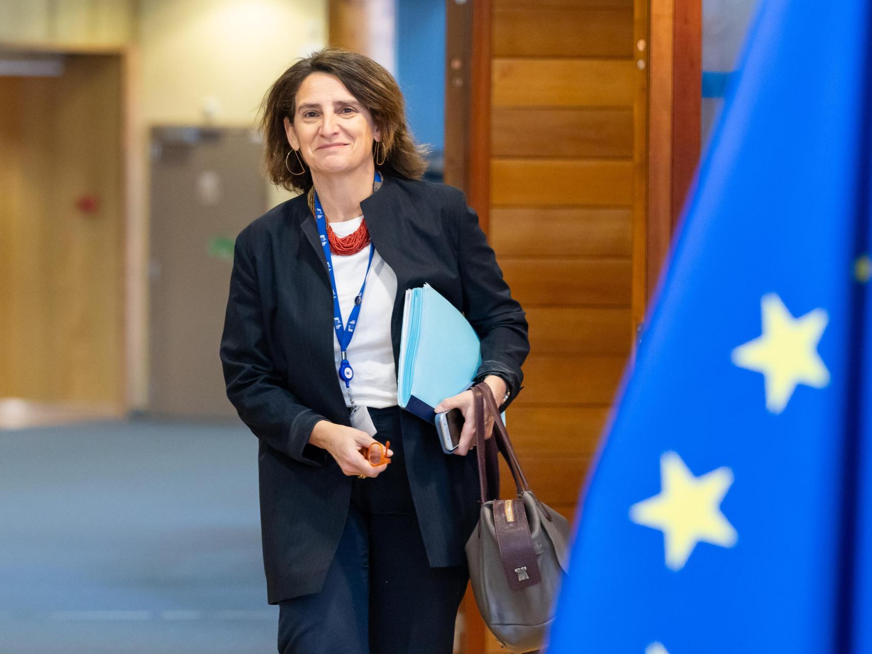 La vicepresidenta primera de la Comisión, Teresa Ribera, durante la reunión del colegio de comisarios este miércoles en Bruselas