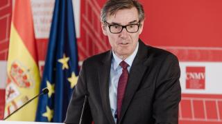 El presidente de la CNMV, Carlos San Basilio, interviene durante la presentación del plan de actividades para 2025.