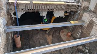 Imagen de los trabajos de excavación del túnel del Metro de Málaga en la zona de Armengual de la Mota.