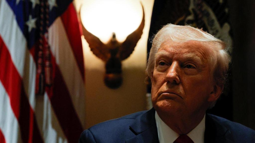 El presidente de Estados Unidos, Donald Trump, durante la reunión hoy de su gabinete.
