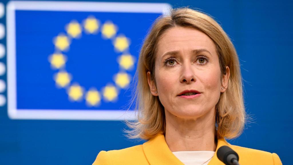 La jefa de la diplomacia de la UE, Kaja Kallas, durante su rueda de prensa el pasado lunes en Bruselas