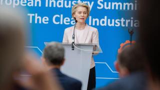 La presidenta Ursula von der Leyen, durante un acto este miércoles en Amberes