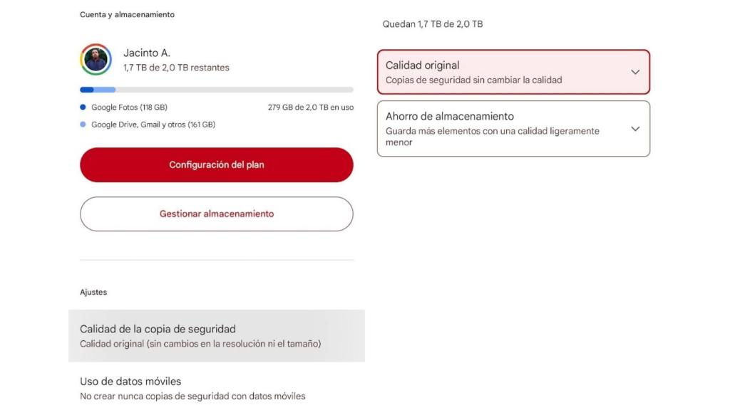 Copia de seguridad de Google Fotos