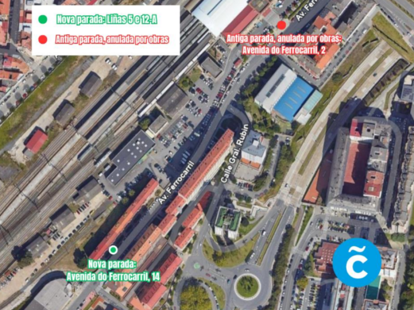 Ubicación de la nueva parada de autobús.