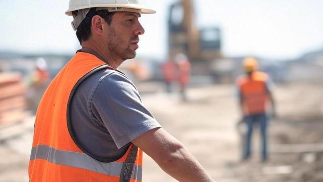 Hombre trabajando en construcción.