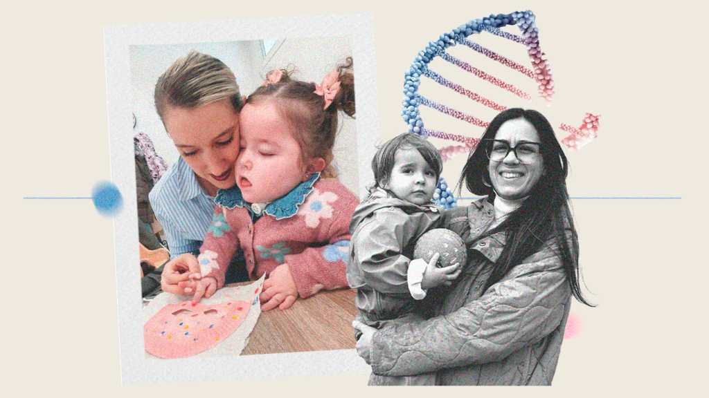 Iria Menacho y Cristina, con sus respectivos hijos.