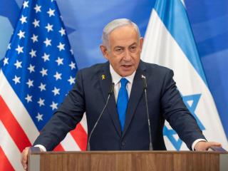 Benjamín Netanyahu, en rueda de prensa a mediados de febrero