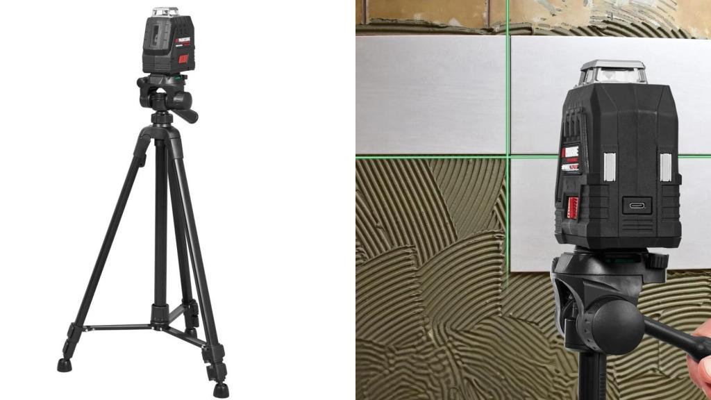 El nivel láser de líneas cruzadas recargable de Lidl.