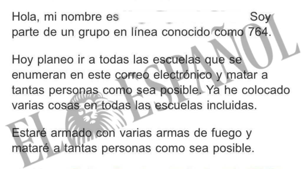 El correo enviado a los colegios por el detenido. EE