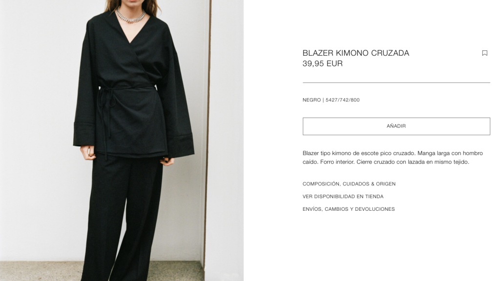 Blazer kimono cruzada.