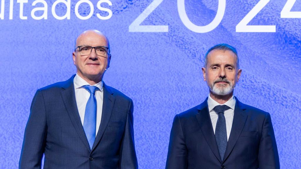 Ángel Vilá y Marc Murtra en la presentación de los resultados de Telefónica de 2024.