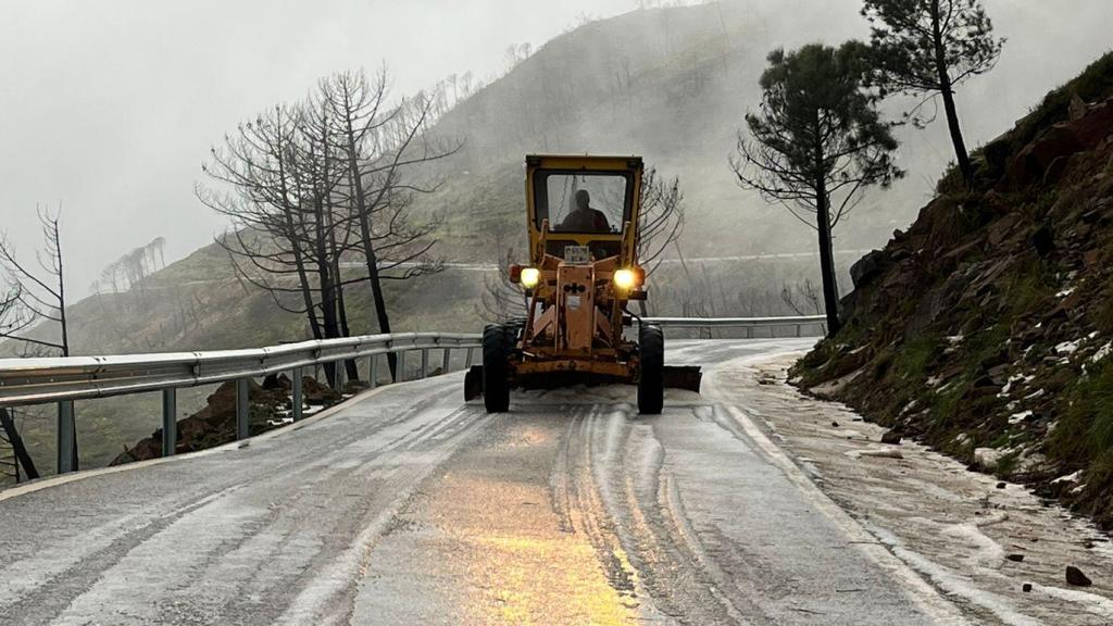 Imagen de la granizada en el suelo.