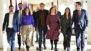 El secretario general del PSOE de Castilla y León, Carlos Martínez, a su llegada a la Interparlamentaria de la formación, este viernes