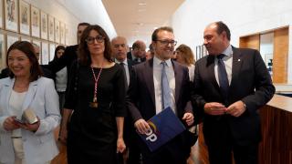 El portavoz del Grupo Popular, Ricardo Gavilanes, durante el acto de conmemoración del 42 aniversario del Estatuto, este viernes