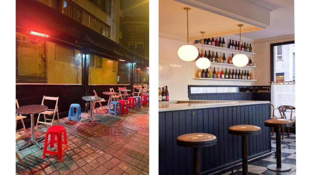 La terraza de Chuck's y la barra que preside el interior del local.