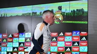 Carlo Ancelotti, en rueda de prensa con el Real Madrid
