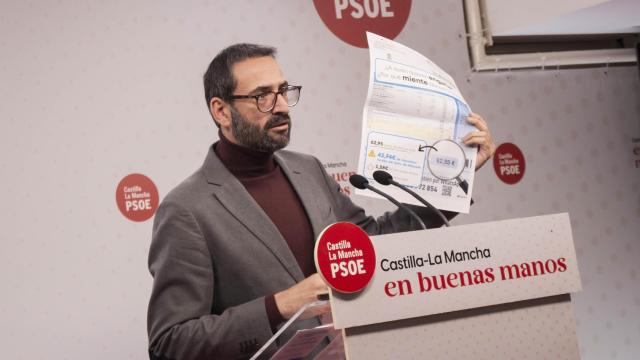 Sergio Gutiérrez, secretario de Organización del PSOE de Castilla-La Mancha, este viernes en rueda de prensa.