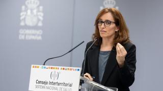 La ministra de Sanidad, Mónica García, durante una rueda de prensa tras la reunión del pleno del CISNS.