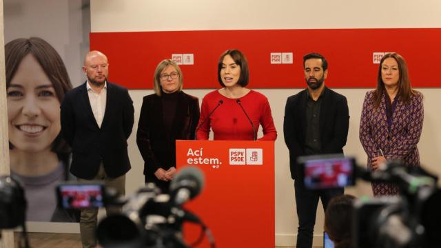 La ministra de Ciencia y secretaria general del PSPV-PSOE, Diana Morant, en la sede del PSPV-PSOE. EE