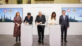 Las universidades de Zaragoza y Guangzhou y EHang Intelligent han firmado el convenio para promover y desarrollar la investigación y la educación