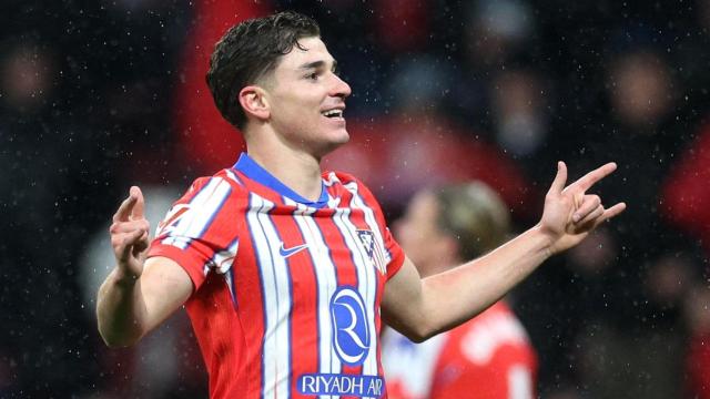 Julián Álvarez celebra el gol de la victoria ante el Athletic Club.