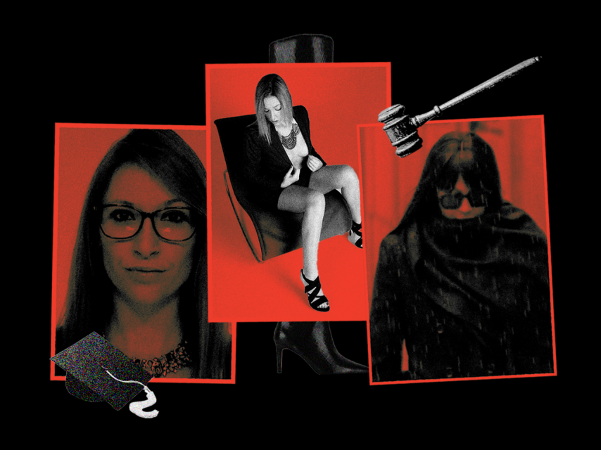 Fotomontaje realizado con imágenes de Jésica, expareja de Ábalos: la primera durante su etapa universitaria, la segunda en su época de modelo y por último el pasado jueves cuando declaró en el Tribunal Supremo.