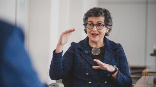 La exministra de Asuntos Exteriores Arancha González Laya, durante la entrevista.