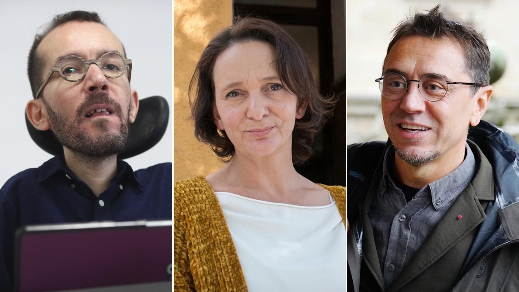 Pablo Echenique, Carolina Bescansa y Juan Carlos Monedero, miembros del equipo fundador de Podemos.