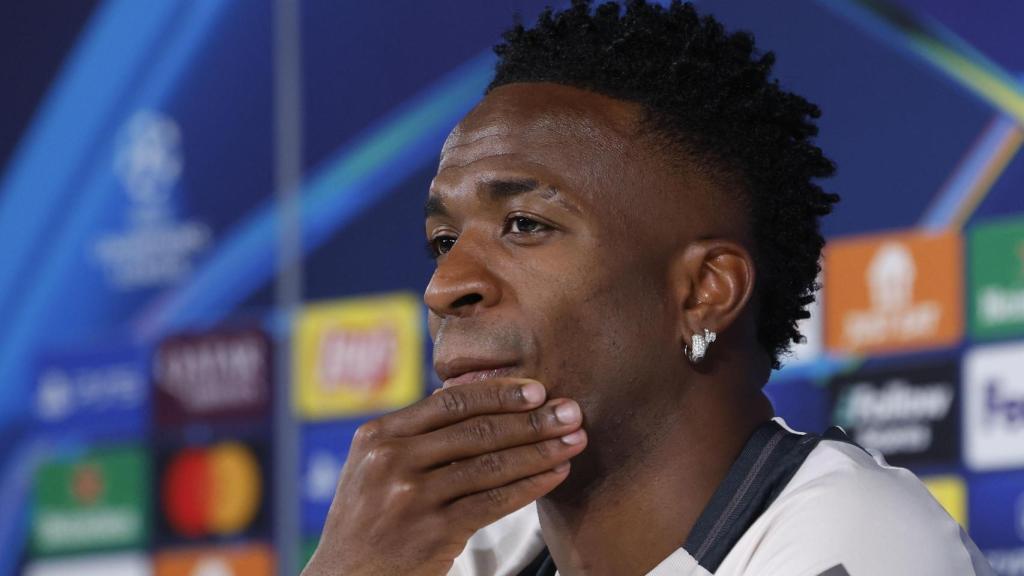 Vinicius, durante la rueda de prensa previa al partido contra el Atlético de Madrid.
