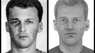 El narcotraficante Julian Chisholm cuando fue detenido (izquierda) y una recreación de cómo sería su rostro en la actualidad (derecha) realizada por un experto forense.