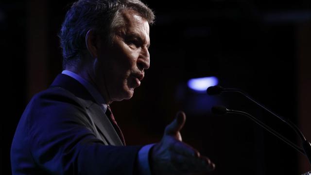 Alberto Núñez Feijóo, presidente del PP, este lunes durante su discurso en la Asamblea General de ATA.