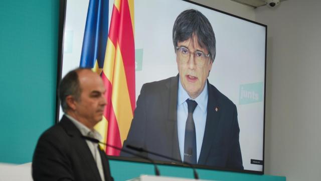 Carles Puigdemont y Jordi Turull, este martes.