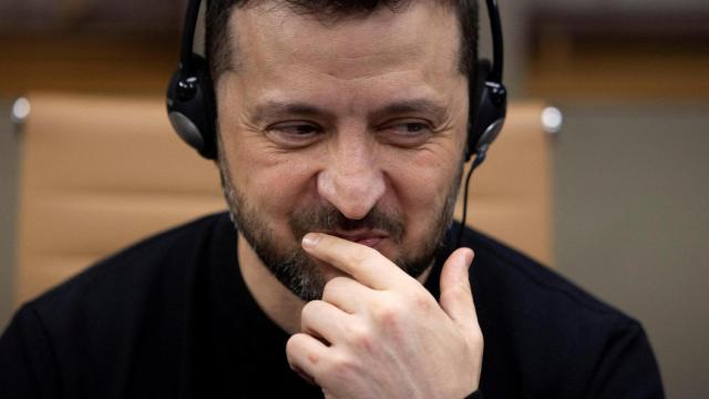 Zelenski, en una reunión con periodistas durante su reciente visita a Londres.