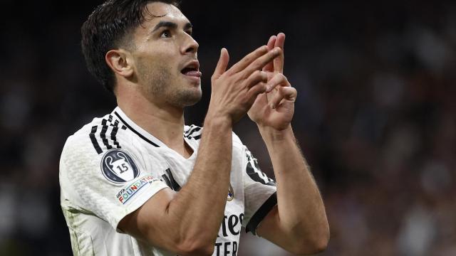 Brahim Díaz, en su celebración tras marcarle al Atlético.