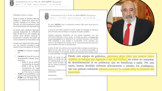 Carta del alcalde de Aguarón a sus vecinos.