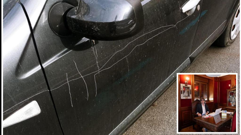 Rajan tres ruedas del coche del alcalde de Béjar