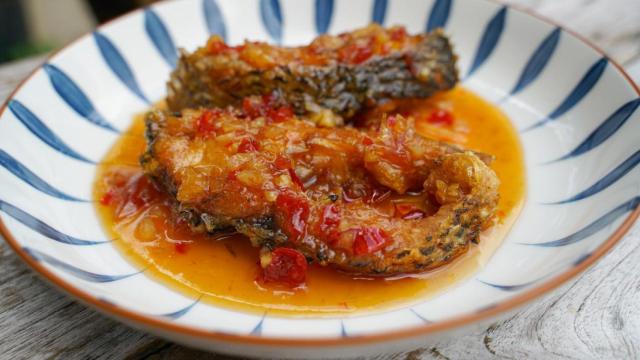 Una receta de pescado (Imagen de archivo)