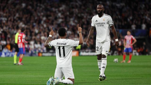 Rodrygo celebra su gol ante el Atlético.
