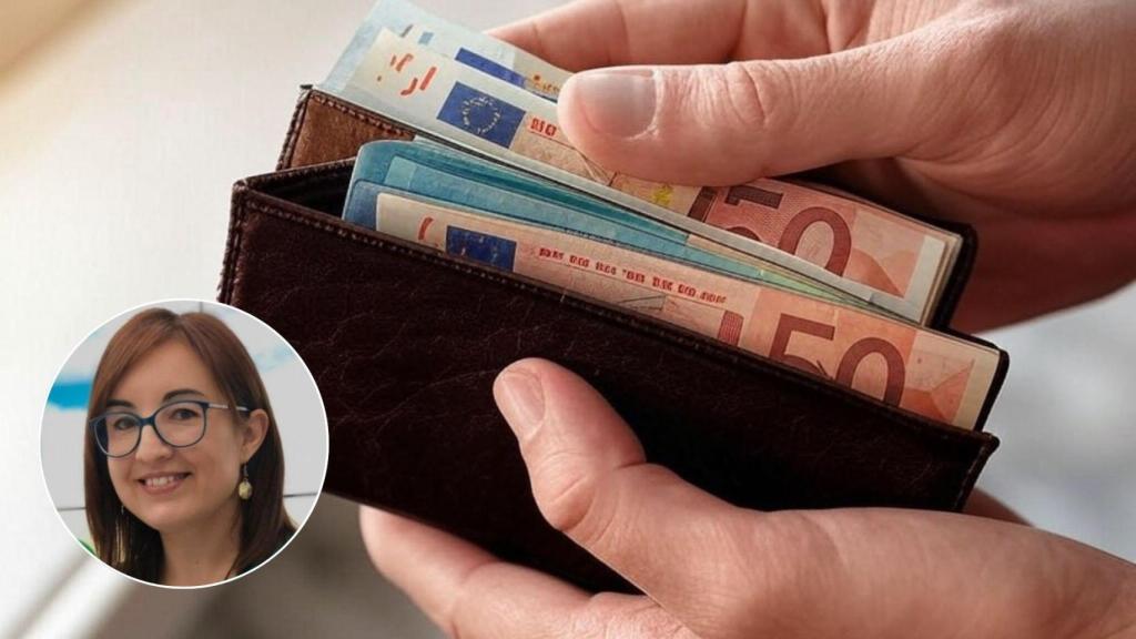 Fotomontaje de Mapi Amela con billetes de euro.