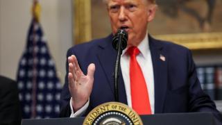 Donald Trump este lunes en una rueda de prensa en la Casa Blanca.